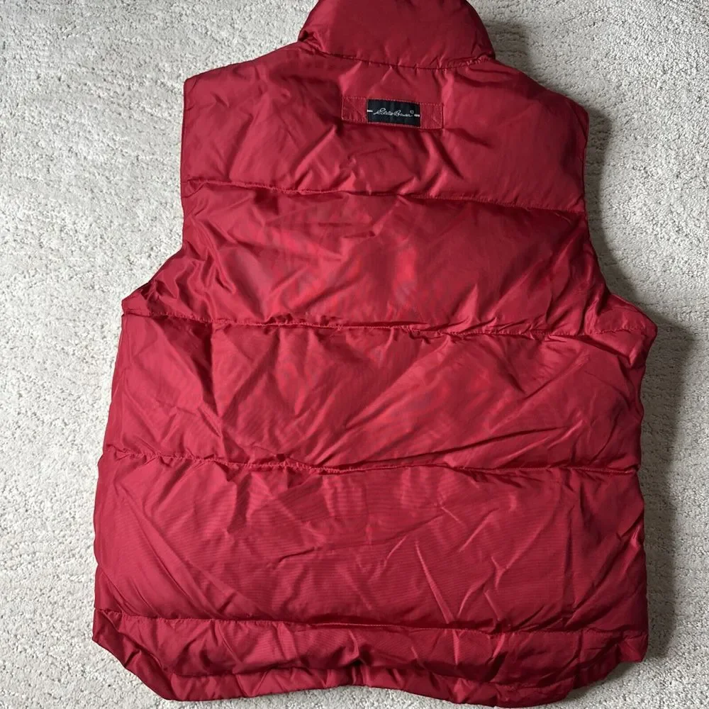 Women's Eddie Bauer Size Small Red Puffer Goose Down Full‎ Zip Vest